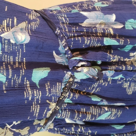 Maxi Dress Black & Blue Floral Size PM - Picture 4 of 5